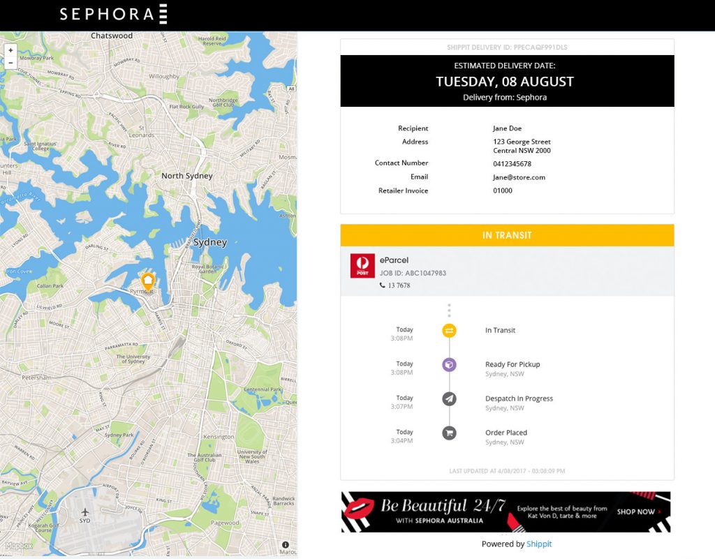 branded tracking sephora